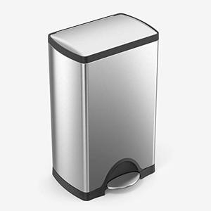 lot 22106 image: simplehuman 38 Liter  10 Gallon Rectangular Kitchen Step Trash Can, Brushed Stainless Steel