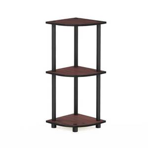 lot 22108 image: Furinno Turn-N-Tube 3-Tier Corner Display Rack Multipurpose Shelving Unit, Dark CherryBlack
