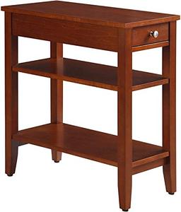 lot 22112 image: Convenience Concepts American Heritage 1 Drawer Chairside End Table with Shelves, Cherry