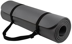 lot 22160 image: BalanceFrom BFGY-AP6GY Go Yoga All Purpose Anti-Tear Exercise Yoga Mat with Carrying Strap, Gray, One Size