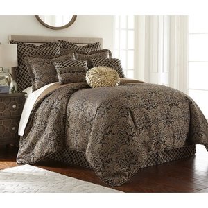 lot 40160 image: Valencia 9-Piece Floral Jacquard Oversized Comforter Set by Sterling Creek