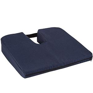 lot 40162 image: DMI Gradual Slope Seat Cushion for Coccyx, Sciatica and Tailbone Pain Used With Dining Room Chairs, Desk Chairs, Car Seats or Wheelchair Cushions, Machine Washable-Cover, 15 Inch, Navy