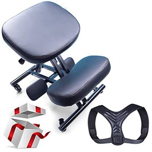 lot 40164 image: MediChair Kneeling Chair � Cross Legged Posture Chair � Comfortable and Ergonomic Office Chair � Side, Back and Front Wheel Movement � Reduce Pain and Improve Posture � Posture Corrector Included