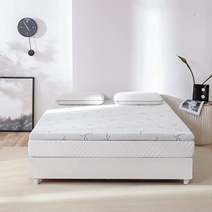 lot 40187 image: Mattress Topper King Size, 2 Inch Dreamer Memory Foam Bed Topper with Breathable Bamboo Fiber Cover, Ventilated Design & Pressure Relief