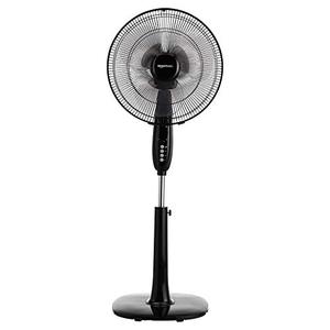 lot 40191 image: Oscillating Dual Blade Standing Pedestal Fan with Remote - 16-Inch, Black