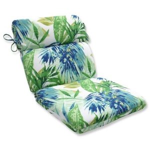 lot 40193 image: Pillow Perfect Outdoor Indoor Soleil BlueGreen Rounded Corners Chair Cushion