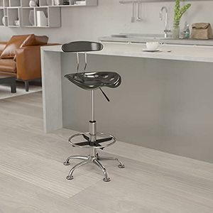 lot 40201 image: Flash Furniture Vibrant Black and Chrome Drafting Stool with Tractor Seat