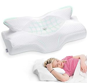 lot 40208 image: Elviros Cervical Memory Foam Pillow, Contour Pillows for Neck and Shoulder Pain, Ergonomic Orthopedic Sleeping Neck Contoured Support Pillow for Side Sleepers, Back and Stomach Sleepers (White)