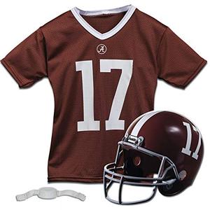 lot 40212 image: Franklin Sports Alabama Crimson Tide Kids College Football Uniform Set - NCAA Youth Football Uniform Costume - Helmet, Jersey, Chinstrap Set - Youth M