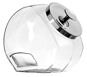 lot 40214 image: Anchor Hocking 1-Gallon Penny Candy Glass Jar with Lid, Chrome, Set of 2