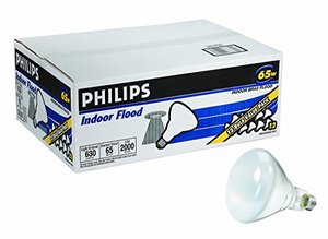 lot 40218 image: Philips BR40 Flood Light Bulb, Non-Dimmable, 630 Lumen, Soft White Light (2710K), 65-Watt, E26 Medium Base, 12-Pack