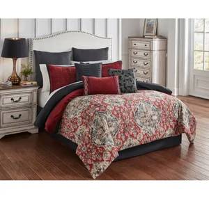 lot 40223 image: Porch & Den Sherwood Distressed Red Grey Medallion Pattern Comforter Set