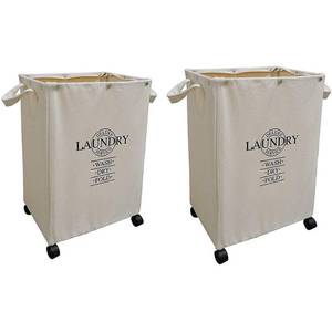 lot 40225 image: DesignStyles Set of 2 HEAVY DUTY Laundry Hampers on Wheels