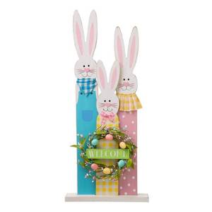 lot 40235 image: Glitzhome 30H Easter Wooden Bunny Family Standing Decor