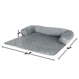 lot 40241 image: Furniture Protector Pet Cover for Dogs and Cats with Shredded Memory Foam filled 3-Sided Bolster Soft Plush Fabric by PETMAKER � 30� x 30.5� Gray