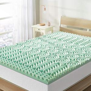 lot 40253 image: Best Price Mattress 1.5 Inch 5-Zone Memory Foam Mattress Topper, Calming Aloe Vera Infusion, CertiPUR-US Certified, Twin
