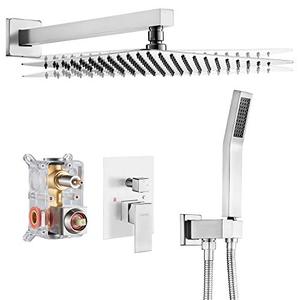 lot 40254 image: Cobbe Shower Faucets Sets Complete,Shower System,10 inches Rainfall Shower Head with Handheld, Shower Faucet Set for Bathroom Rough-in Valve Body and Trim Included