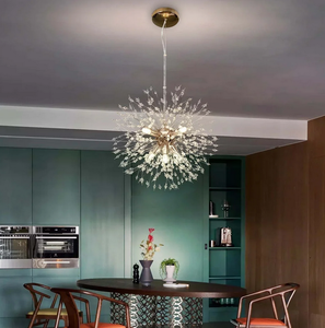 lot 22119 image: 8 - Light Modern Sputnik Pendant Chandelier with Crystal Beaded - Gold
