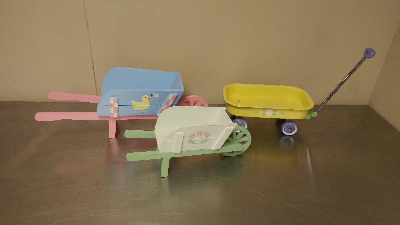 lot 37 image: Decorative Wheelbarrows and Wagon