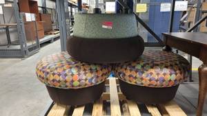 lot 38208 image: (3) Colorful Ottomoms