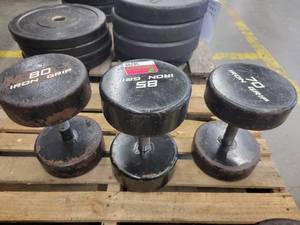 lot 38298 image: (3) Dumbells 708085 Lbs