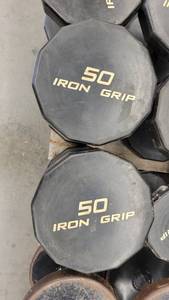 lot 38340 image: (14) Iron Grip Dumbells - Various Weights