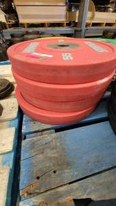 lot 38423 image: (4) Red Hammer Strength 55lb Weight Plates