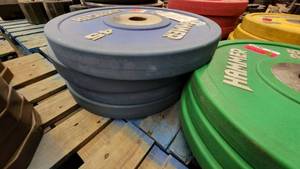 lot 38426 image: (4) Hammer Strength Blue 45lb Weight Plates