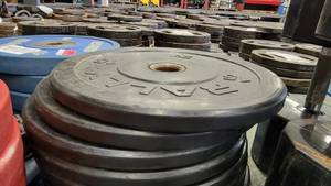 lot 38428 image: (4) Rally Iron Rubber Wrapped Weight Plates