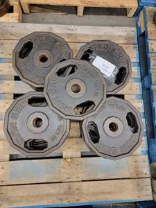 lot 38454 image: (21) 35lb Iron Grip Metal Plate Weights