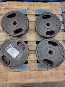 lot 38458 image: (16) 35lb Iron Grip Metal Plate Weights