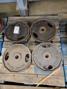 lot 38462 image: (16) 45lb Iron Grip Metal Plate Weights