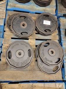 lot 38468 image: (12) 45lb Iron Grip Metal Plate Weights