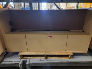 lot 38505 image: (2) Blonde Wood Overhead Desk Shelves