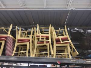 lot 39012 image: Lot of (12) Red Cushion Dining Room Chairs