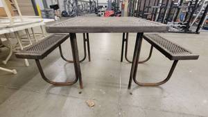 lot 39164 image: Metal Outdoor Picnic Table W Rubber Wrapped Top