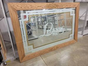 lot 386590 image: Frosted Glass Legends Pub Mirror 8ft x 4ft