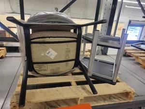 lot 38534 image: Lot of 2 Apolstered Office Arm Chairs with Jagged Design and small corner table