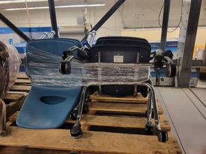 lot 35836 image: (3) Dark Blue Rolling Chairs and (2) Kids Chairs