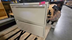 lot 38552 image: 2 Drawer Metal Lateral Filing Cabinets
