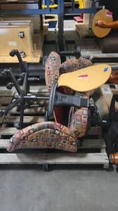 lot 38554 image: (2) Unique Office Chairs W Adjustable Heights - One Wooden Rolling Chair