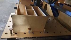 lot 38574 image: Wooden Work Station - 3-Tier Wooden Shelf and More