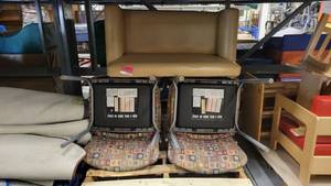 lot 38582 image: (4) Hon Waiting Chairs - Leather Mini Tan Kids Couch
