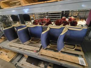 lot 38588 image: Lot of 7 Swivel Navy Blue Arm Chairs