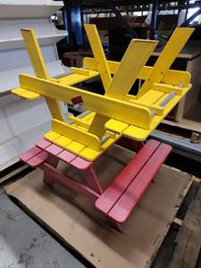 lot 38619 image: (2) Kids Plastic Outdoor Picnic Tables