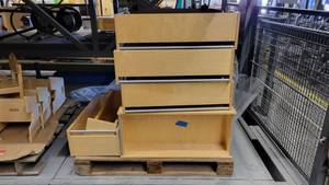lot 38630 image: (3) Small Wooden Carts W 6 Wooden Storage Boxes W Handles