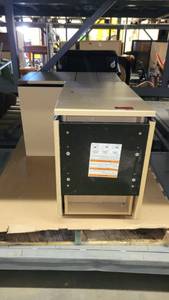 lot 38634 image: (2) Cubical Wooden Three Drawer Filing Cabinets
