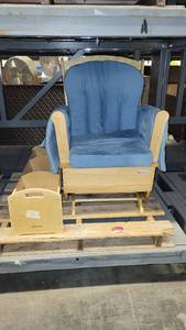 lot 38637 image: Foundations Wooden Rocking Chair W Blue Cushions