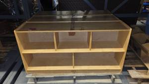 lot 38638 image: (3) 4ft Wooden Kaplan Organizing Shelves