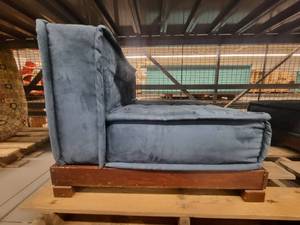 lot 38695 image: PB Teen Navy Blue Suede Low Boy Chair